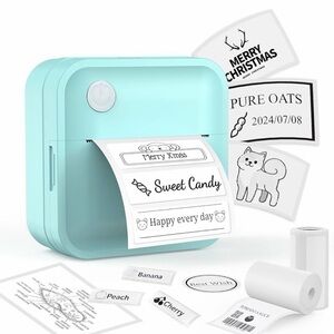 Mint Green Label Printer,Label Maker Machine with Tape